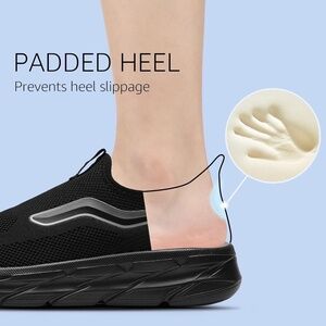 STQ Slip In Walking Shoes Women's Size 8 Black Slip On Sneakers Shockproof Soles